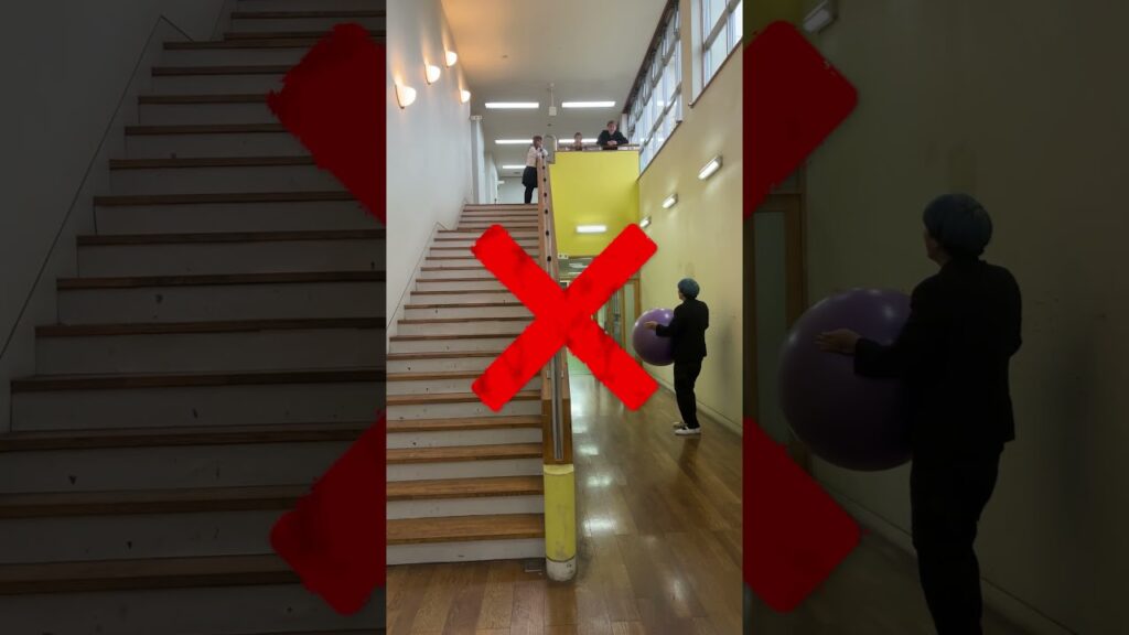 5回以内にキャッチできる？階段ボールキャッチチャレンジやってみら・・・