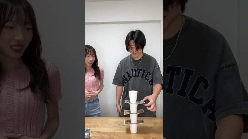 【姉VS弟】紙コップタワー落としチャレンジ！！ #challenge #shorts