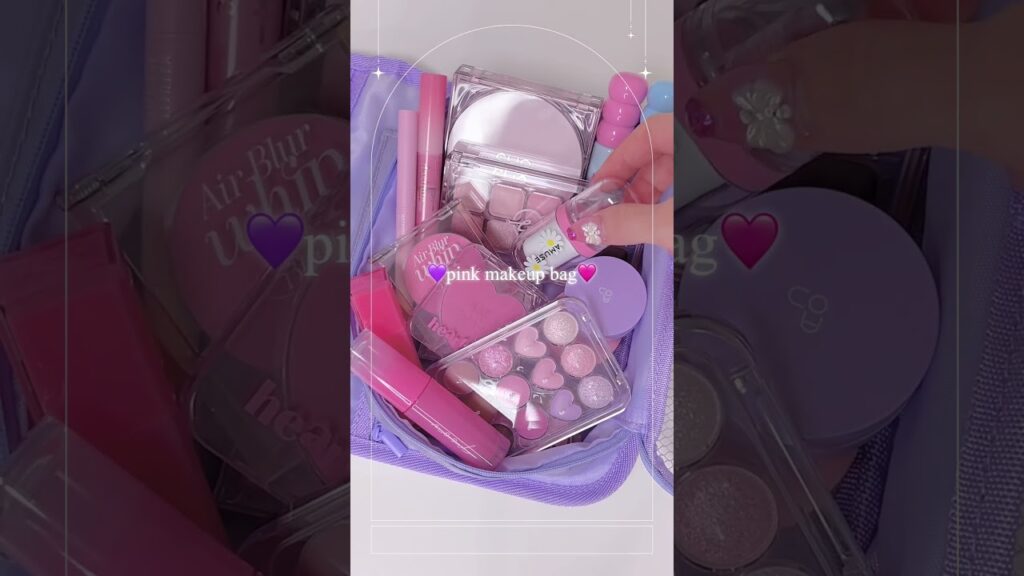 コスメポーチの中身♡ #shorts #pinkcollection #makeupbag #koreancosmetics #koreanmakeup #pink #purple
