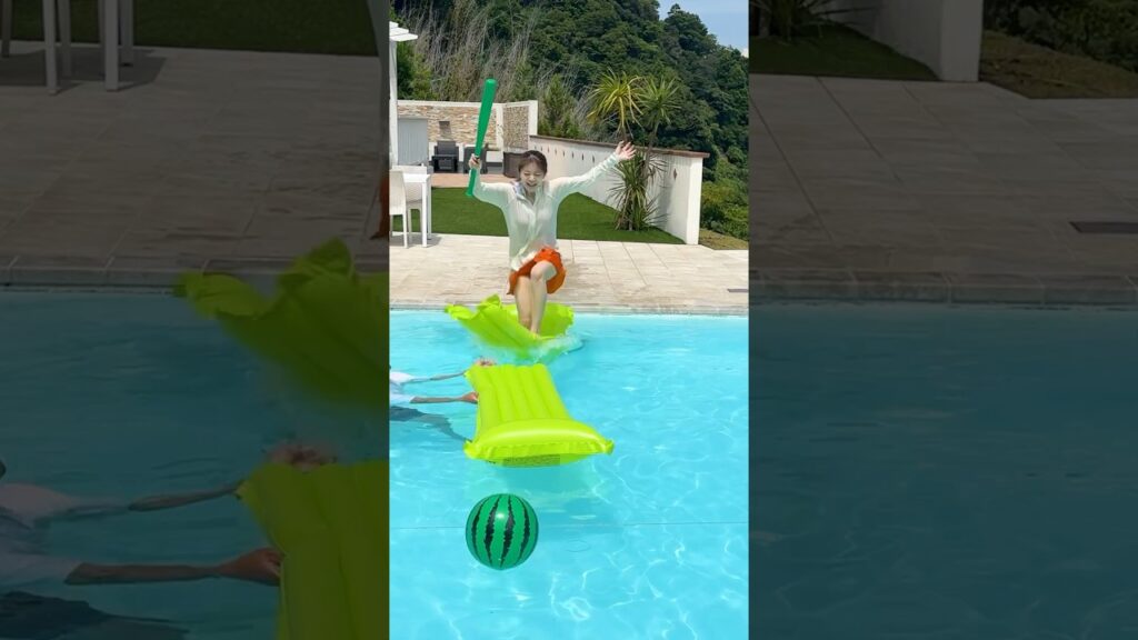 水上スイカ割りチャレンジ #億チャレ #watermelon　#challenge #bff