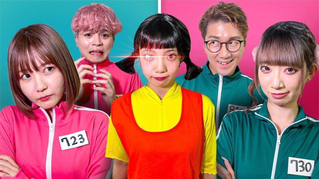 【イカゲーム】負けたら死ぬ！？24時間恐怖のピンクvsグリーン生活やったら大変な事になりました・・・【対決】오징어 게임  Squid Game