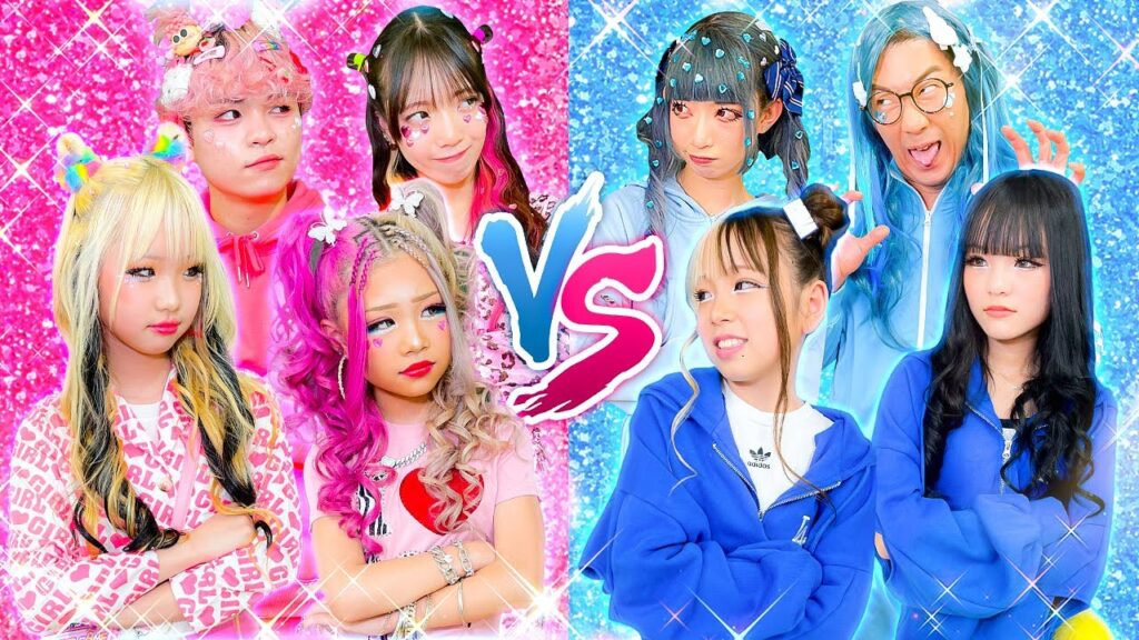 【KOGYARU】ピンクvsブルーギャル対決！本物の小学生ギャルを3本勝負で決めてみた👫💕