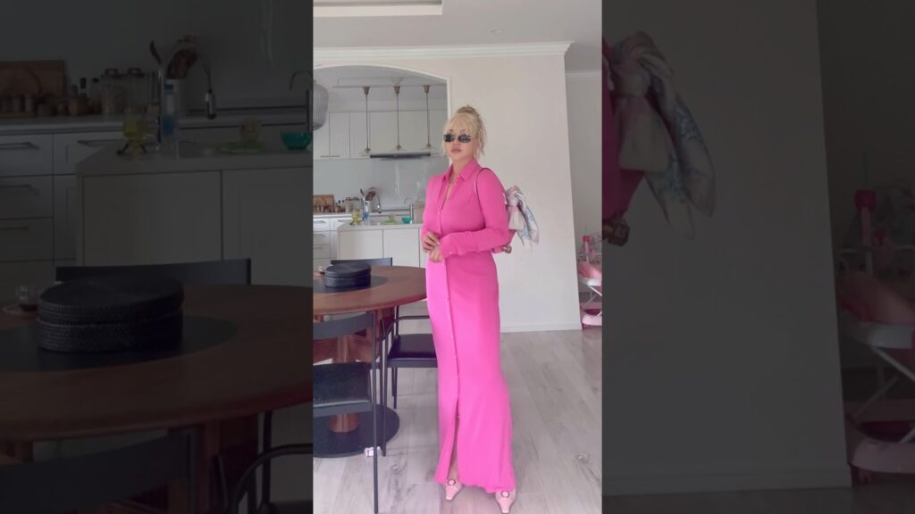 64キロ骨ストのバチバチピンクヴェルサーチコーデ #マリリン #スタイルアップコーデ #asmr