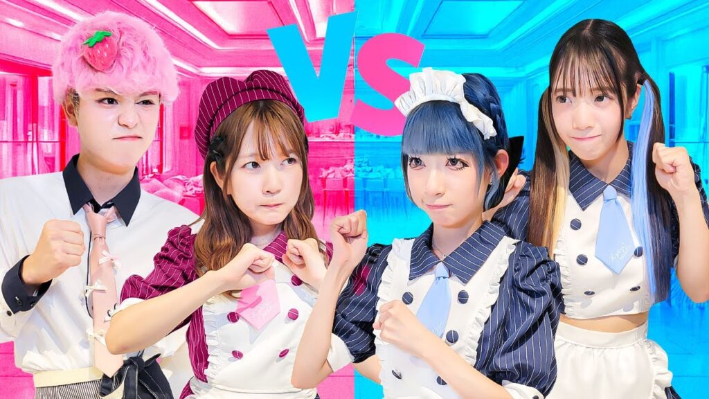 【対決】ピンクvsブルーお店屋さん作り対決やってみたら大接戦に！！！【ツリービレッジコラボ】