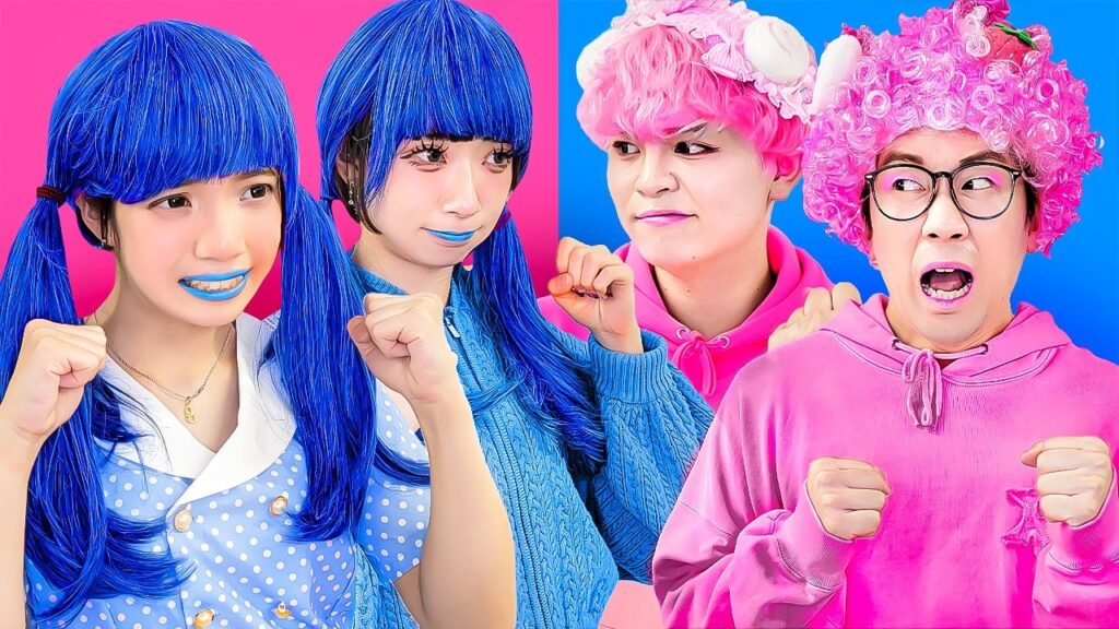 ピンクVSブルー！双子で大喧嘩！？どっちの双子が勝つと思う？？