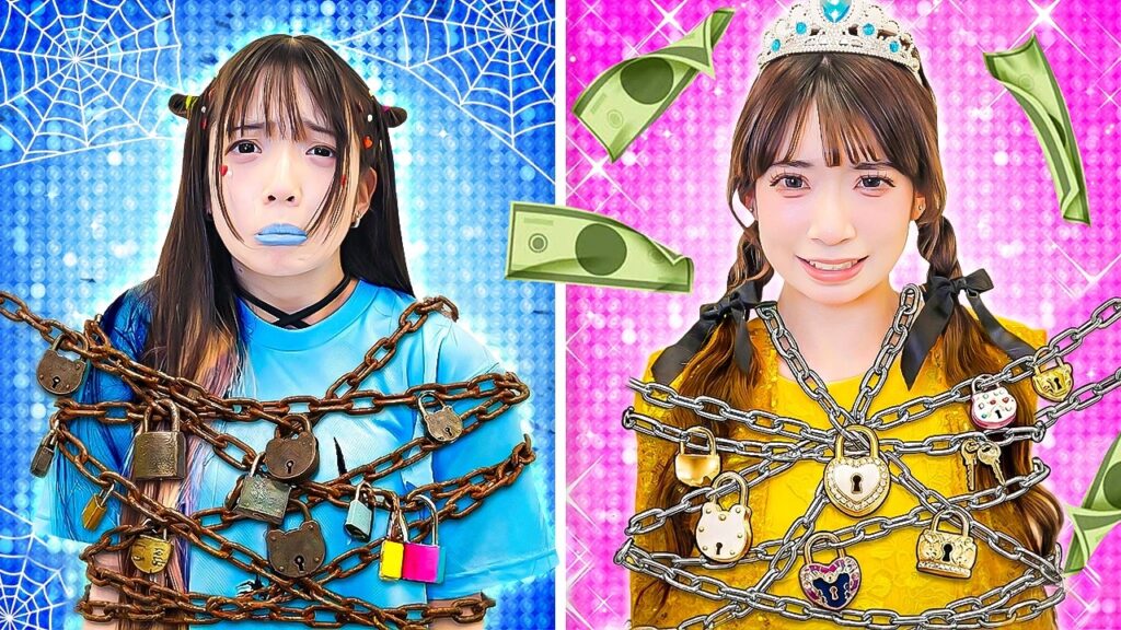 金持ちの鎖VS貧乏の鎖！鍵を開けて脱出できるのはどっち？【対決】