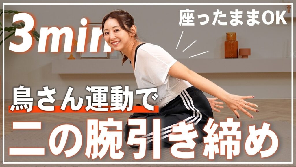 【地獄の3分】二の腕&背中痩せを目指す座ったまま筋トレ！腕を上げずにできる！【鳥さん運動】
